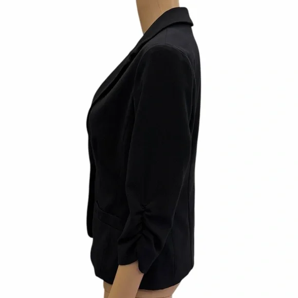 Eliza J Black Ruched Sleeve Blazer Womens Small Petite - Picture 3 of 10